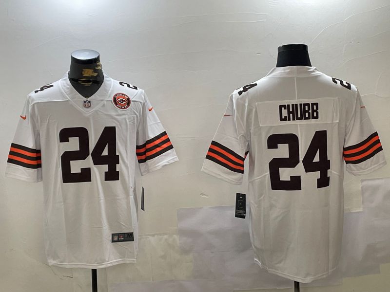 Men Cleveland Browns #24 Chubb White Second generation 2024 Nike Limited NFL Jersey style 2->los angeles chargers->NFL Jersey